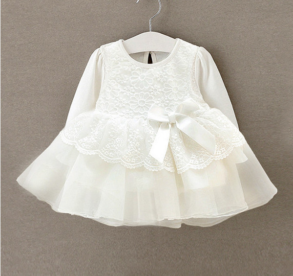 3pcs/lot Newborn baby Baptism Tutu lace Dress Christening Gown Girls' party Infant Princess wedding long sleeve autumn dress baby clothing