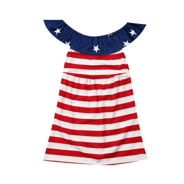 Baby Kids Girls Dress Party Independence Day National flag Dresses Sundress US