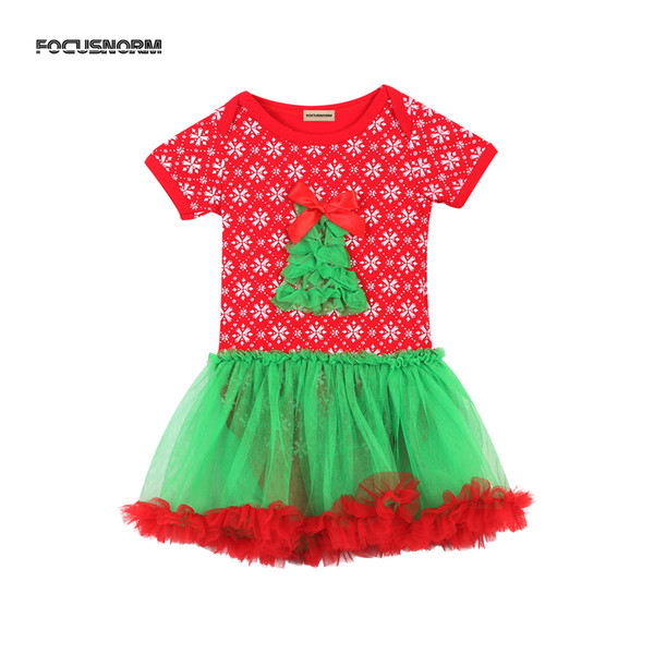 Newborn Baby Girl Christmas Dress Jumpsuit short sleeve Outfit printed snowflake Dresses for baby Girl Christmas 0-24M