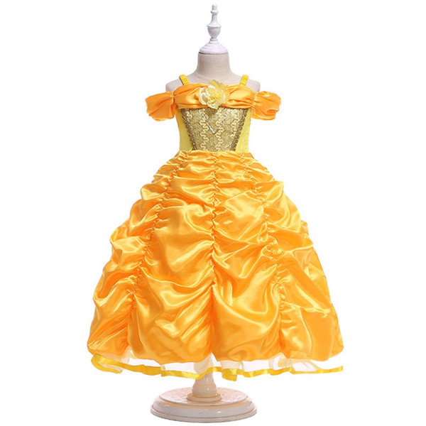 Girl Princess Dress girls Costume princess Dress Condole Belt Peng Peng Sleeve Christmas Halloween Party Girl Cosplay Dress B11