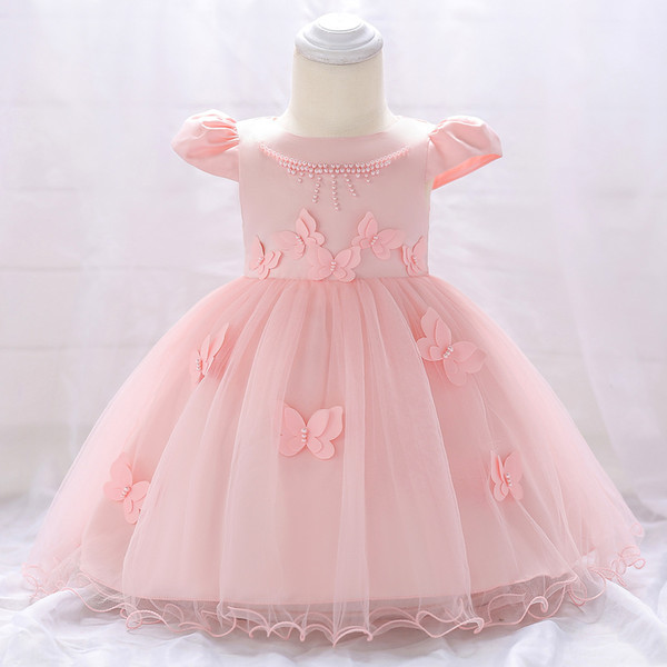 Baby Kids Clothing Girl Christening dresses 0 -24 months Lace cotton Girls Clothes Clothes Summer Dress Pearl decals Girls Evening Dresses