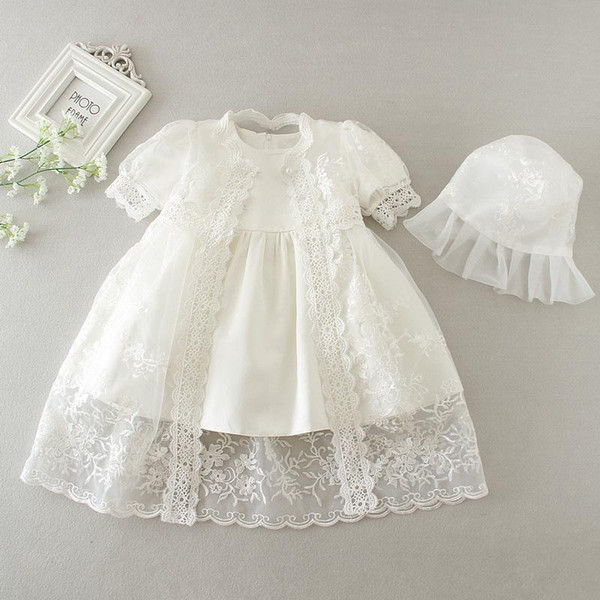 flower girl dresses for wedding party Gorgeous Embroidery Christening Dress Baby Girl Baptism Gown Toddler 3-24 Months baby girl dresses