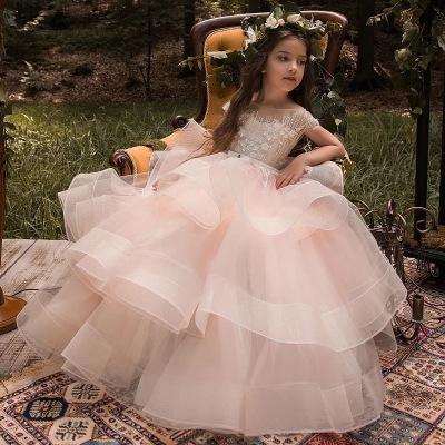 Arabic 2017 Floral Lace Flower Girl Dresses Ball Gowns Child Pageant Dresses Long Train Beautiful Little Kids FlowerGirl Dress Formal 111