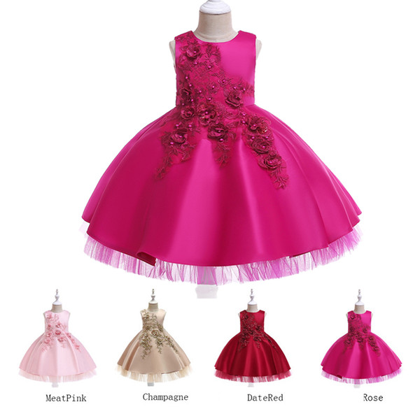 Girls Party Dresses Princess Wedding Skirt sleeveless children sparkle dresses kids veil party prom pleated skirt Evening princess dress