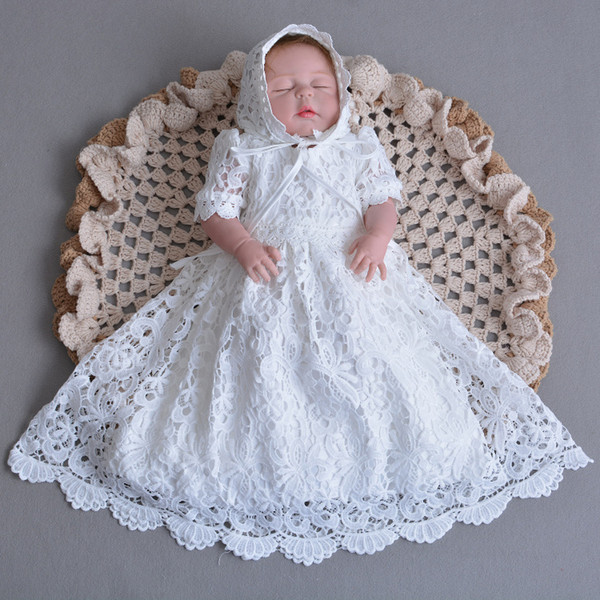 2018 High Quality Newborn Baby Girls Dress Infant Baby Girl Christening Gown Girls Lace Party Wedding Dress