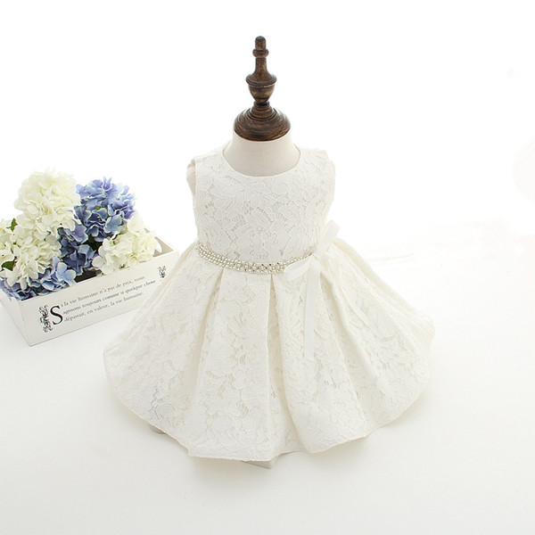 Newest Infant Toddler Baby Girl Birthday Party Dresses Baptism Christening Easter Gown Toddler Princess Lace Flower Dress for 0-2 Years 2pcs