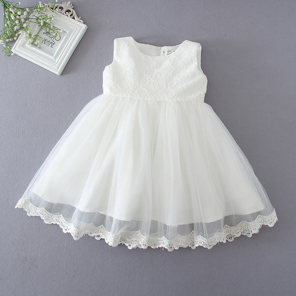 Wholesale Newest Infant Baby Girl Birthday Party Dresses Baptism Christening Easter Gown Toddler Princess Lace Flower Dress for 1 Years