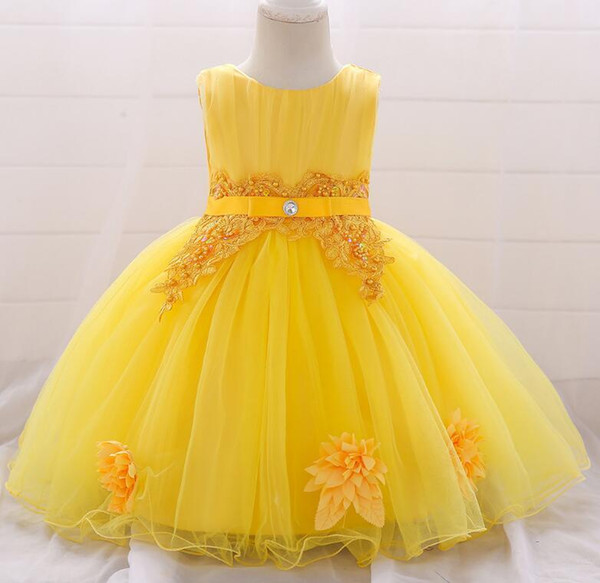 Europe and the United States explosions inlaid beads embroidered princess dress girls 1-3 years old skirts baby wash dress flower girl dress