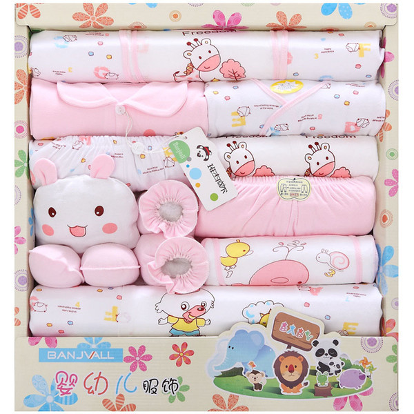 Cotton Baby Clothes Newborn Gift Boxes Summer Newborn Baby Sets Full Moon Maternal and Infant Supplie 0-3 months 18 pcs 1suits Gift Boxes