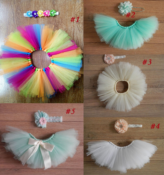 Hot Sales Newborn Toddler Baby Girl Children's Tutu Skirts Dresses Headband set Fancy Costume Yarn Cute 5 Colors