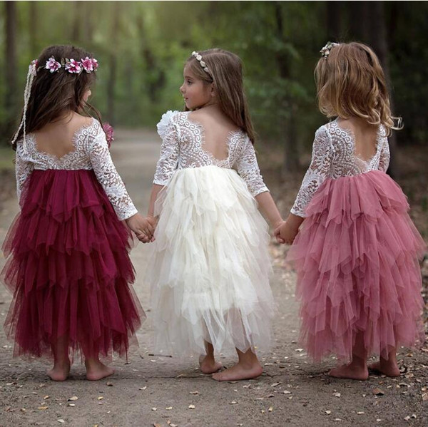 Summer 2019 pop-up girl's dress in Europe and America, lace Cape dress, flower dress and Princess Dress