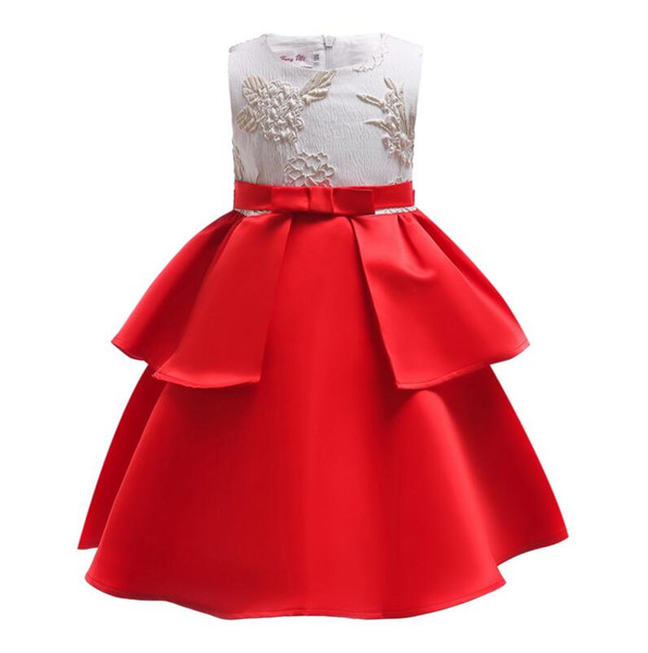 Middle and small childr flower dress girls dress skirt 2018 autumn new bow mesh gauze skirt wholesale