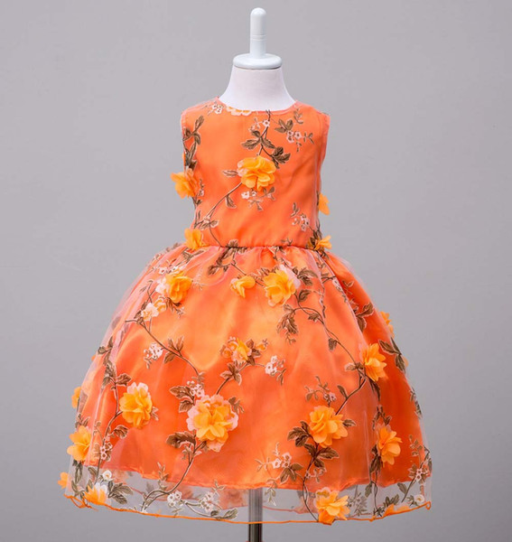 Girls princess dress children's skirt autumn new European and American style floral children's dress dress children's skirt