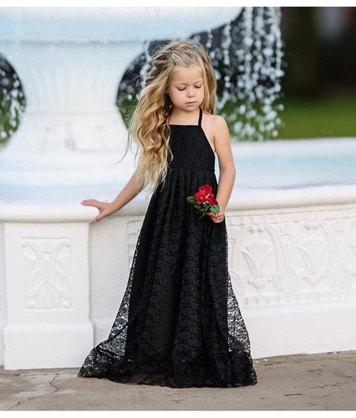 European and American children's skirts Summer girls lace embroidered straps long skirt baby beauty dress