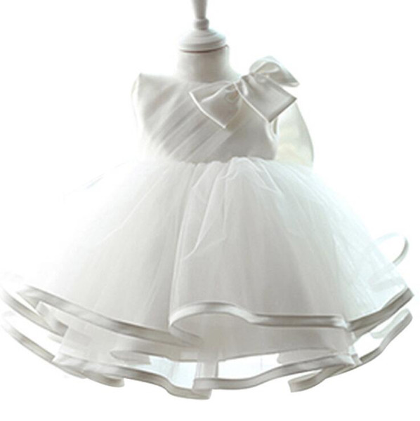 Lace Princess Dress Newborn Baptism Dresses For Baby Girl White First Birthday Party Wear Cute Sleeveless Toddler Girl Christening Gown