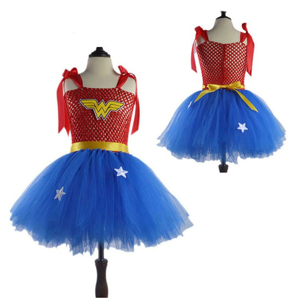 Wonder Woman Cosplay Dress Children Girls Braces Dress