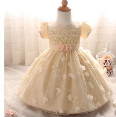 Baby Christening dresses Girls Dress Rose Flower Colorful petals Gauze Baby Tutu Dresses Sleeveless Kids Vest Princess Dress Costumes