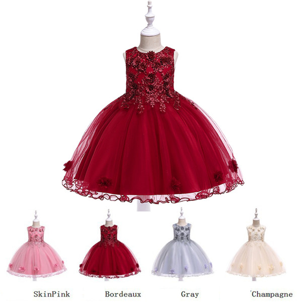 Girls Party Dresses Princess Wedding Skirt Fashion Kids Clothing High-grade Stereoscopic Embroidered Party Dresses sleeveless Dress