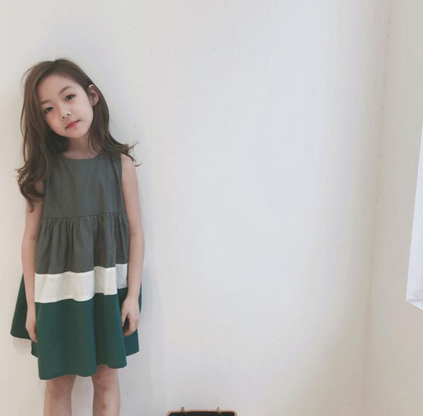 Fashion Girls Dress Multicolor 2018 Summer New Sleeveless Korean Dress Kids wear Baby skirt skirt cotton child clothing wholesale