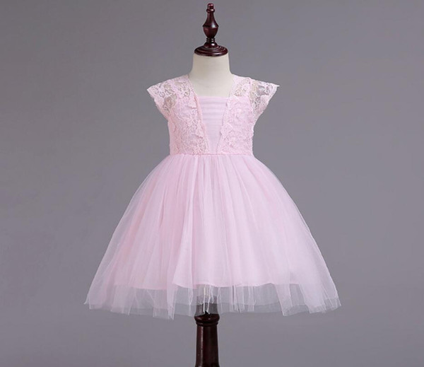 2019 explosion models girls pink lace dress skirt children white mesh tutu baby costume princess dress