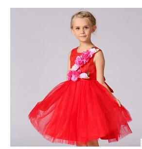 2018 new fashion Sleeveless Flower Girl Dancing Dress Party Baby Girl Christening Dress Kids Baby Birthday Christmas Dresses