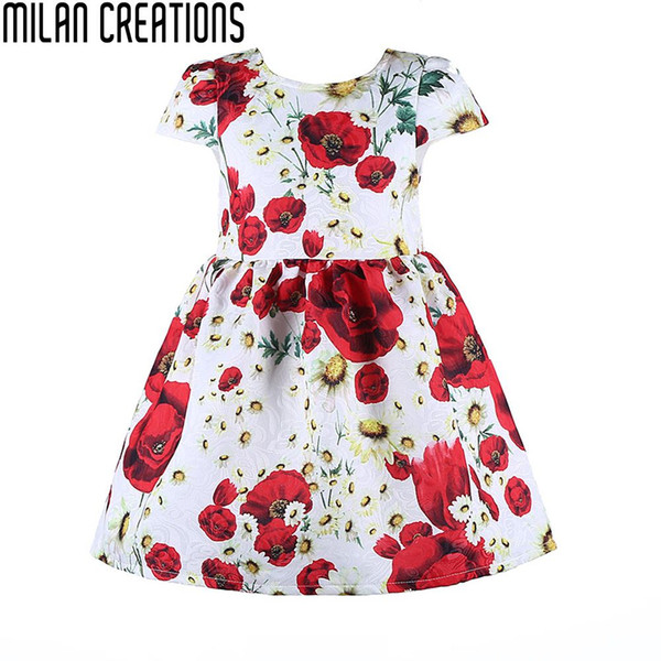 Milan Creations Baby Girl Dresses Kids Clothes 2016 Brand Children Costumes for Girls Princess Dress Floral Pattern Girls Dress