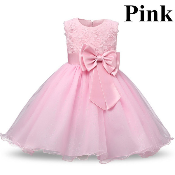 Kids Summer Dresses for Girl Flower BowTulle Party Dress Children Elegant Ball Gowns Baby Cute Doll Dress Bridesmaid Clothes