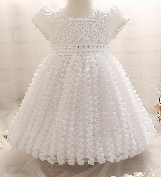 0-2yrs Newborn 2016 white baby Chain Link Fence Baptism summer Dresses Christening Gown kids Girls party Princess wedding dresses