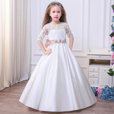 Spring summer 2019 Europe and America children's dress flower child temperament princess Pengpeng long dress children's dress