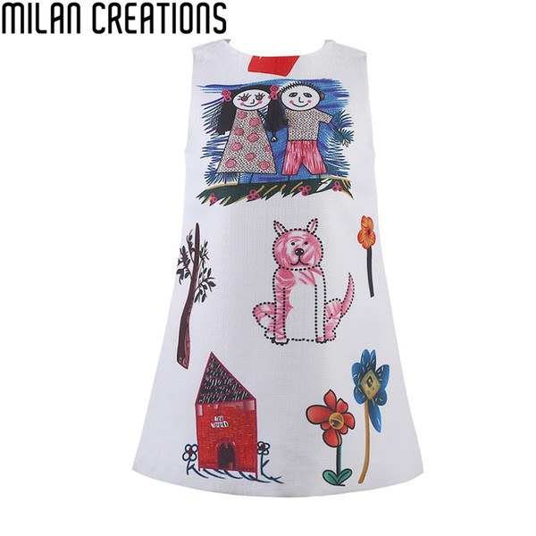 Milan Creations Baby Girls Dress Princess Costume 2016 Brand Kids Clothes Girls Dresses Scrawl Print Kids Dresses for Girls