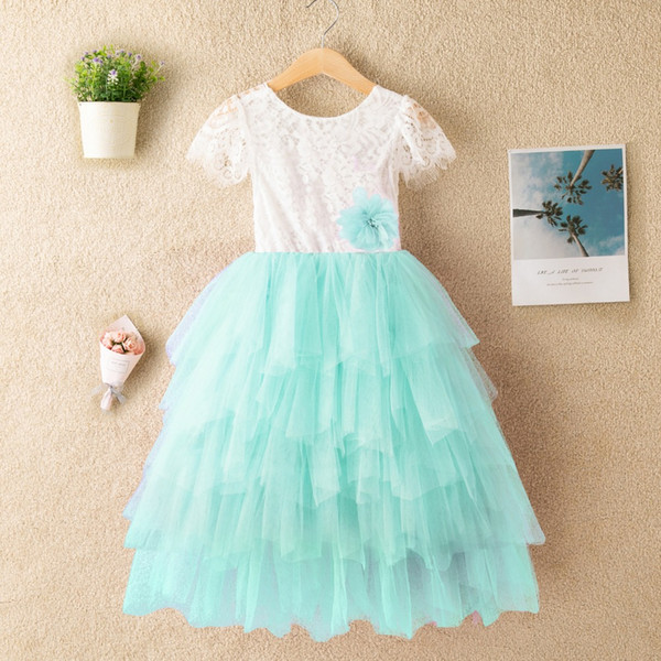 Children Formal Clothes Kids Lace Backless Fluffy Cake Smash Dress Kids Dresses For Girls Birthday Princess Wedding Costume 3 8Y