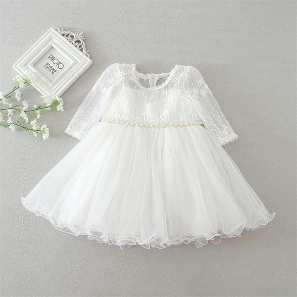 Newborn Toddler High Quality lace baby Baptism Dress Christening Gowns Girls' party Infant Princess wedding dresses Longsleeve