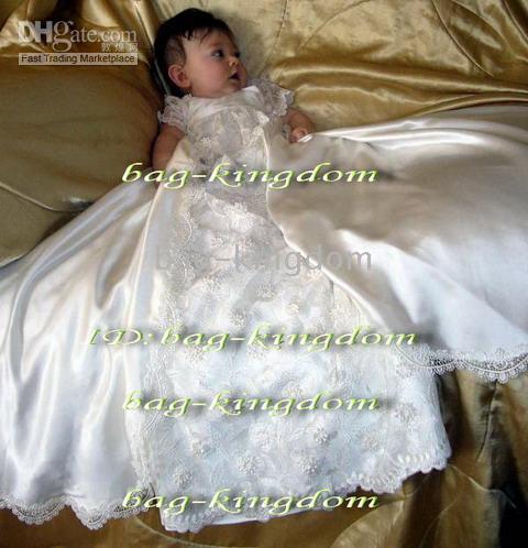 Gorgeous Soft white Spandex satin baby christening / Birthday dress / Custom-Made