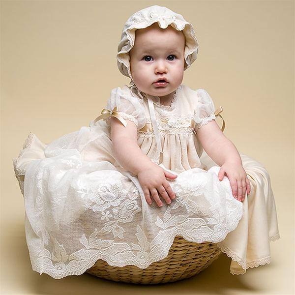 Classy Lace Appliqued Christening Dresses For Baby Girls With Sleeves Jewel Neck Long Baptism Dress Tulle First Communication Gowns