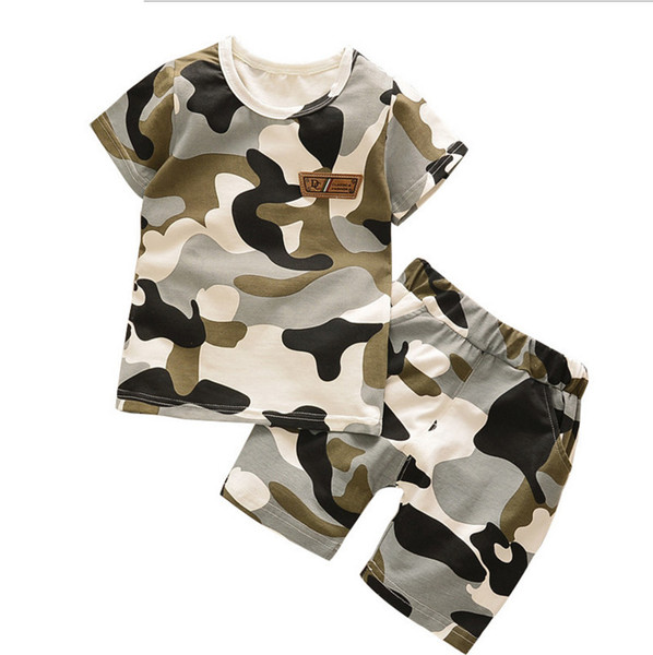 2018 New Summer Army Camouflage Baby Boy Girl Cotton Short T-shirt shorts 2PCS Top Newborn Clothing Sets Gift Suits Kids Clothes