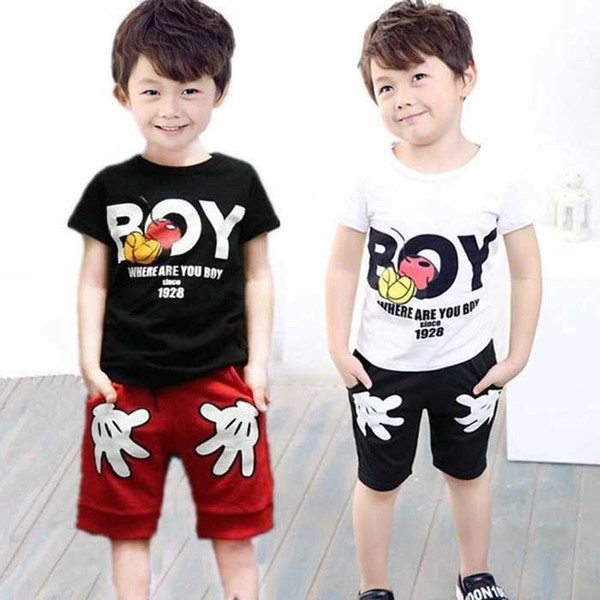 2018 Fashion Brand Baby Boys Summer Sport Toddler Clothing Suits Kids Cartoon T Shirts And Pants 2 Pcs Clothes Tracksuit Sets