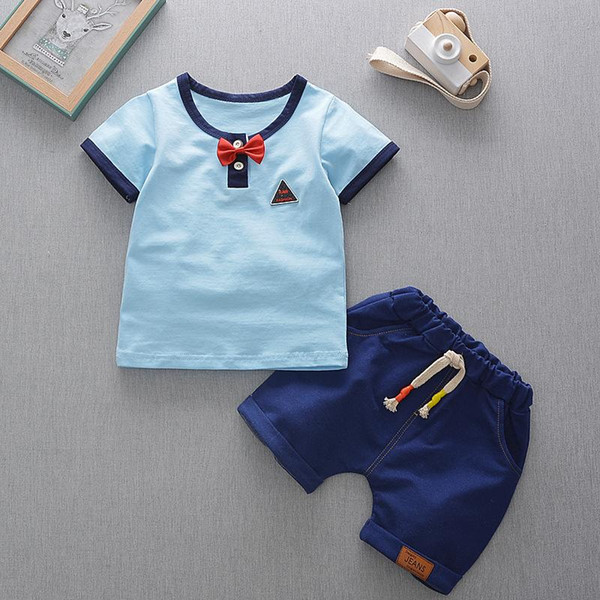 2018 New Summer Baby Boys Clothing Sets Infant Cotton Clothes Sets Casual T Shirt Cowboy Shorts Children Kids Holiday Suits