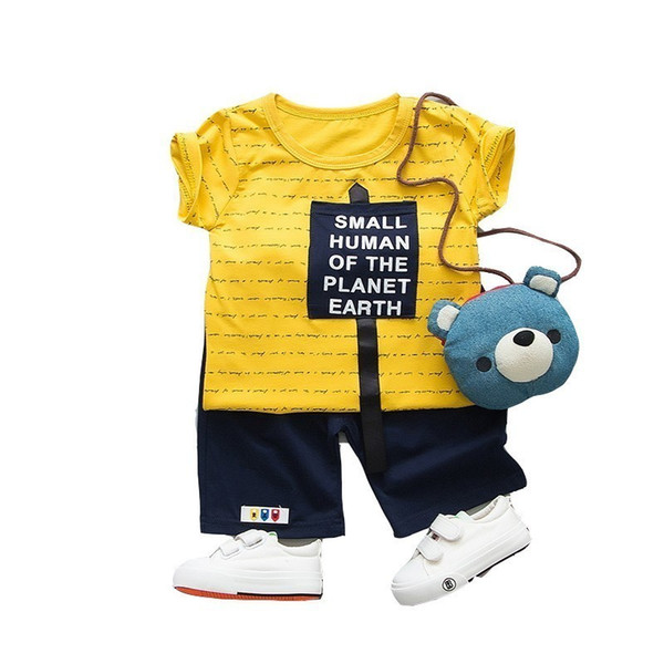 Summer Baby Boy Girl Children Clothes Fashion Letters T-shirt Pants 2 Stks / Set Kid Sport Toddler Tracksuit Cotton Clothing