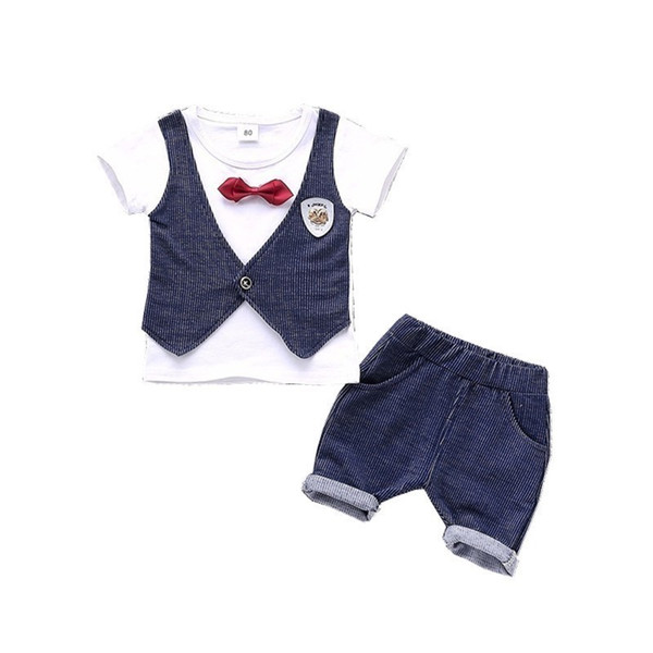 2019 New Summer Children Boys Cotton Clothes Kid Bowknot T-Shirt Shorts 2pcs/Set Toddler Fashion Infant Clothing Baby Tracksuits