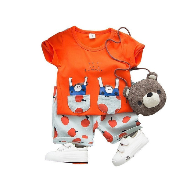 Summer Children Boys Girl Baby Cartoon Clothes T-shirt Pants 2 Stks / Set Kid Sport Fashion Clothing Cotton Toddler Tracksuit