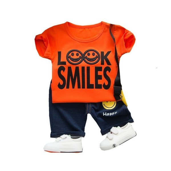 Summer Children Baby Boys Girls Clothes Fashion Smiley Face Shirt Pants 2 Stks / Set Kid Toddler Tracksuits Sport Clothing