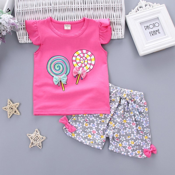 Baby Girls Clothing Outfits Sets Fashion Brand Summer Newborn Infant Baby Girls Clothes Casual Sports Brand Printed Tracksuits