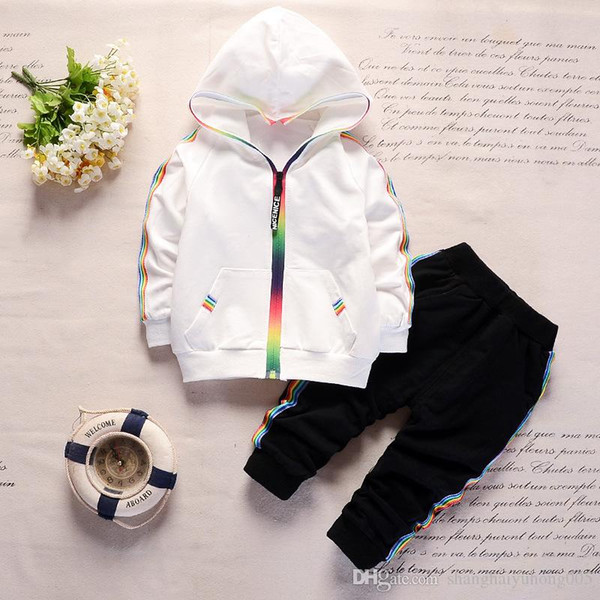 2018 NEW Autumn Toddler Tracksuit Baby Clothing Sets Children Boys Girls Clothes Kids Cotton Hooded Zip Jacket Pants 2 Pcs Suits