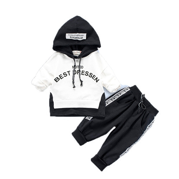 2018 Spring New Cotton Clothes Sets Baby Girls Boys Sports Kids Hooded T Shirt Pants 2pcs Children Kids Casual Suits Tracksuits