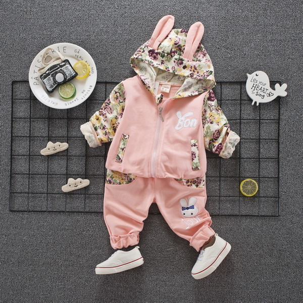 2018 New Spring Autumn Cute Baby Cotton Clothes SetsChildren High Qulity Long Sleeve Print Toddler Girls Suit For Kid 0-4 Years