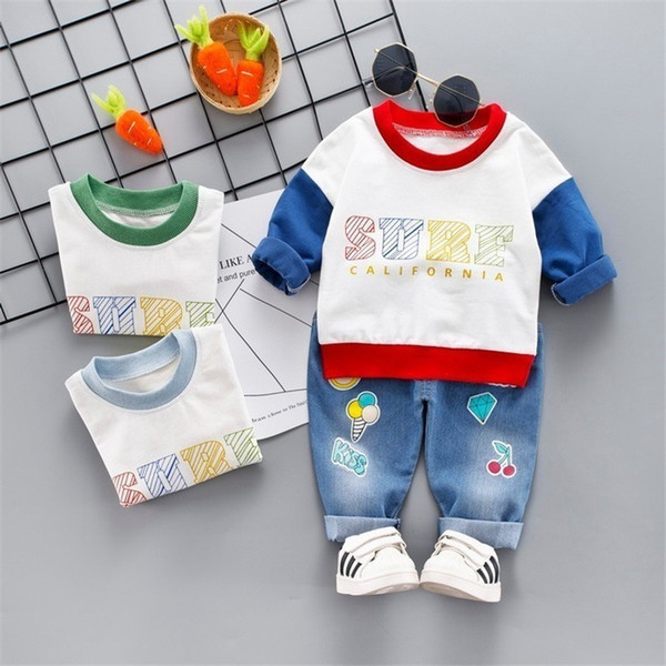Spring Autumn Baby Boy Girl Clothing Toddler Cotton Clothes Kids Letter T-shirt Pants 2Pcs/Set Fashion Children Casual Tracksuit