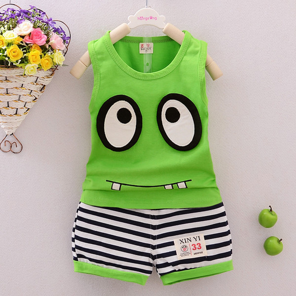 Outfits ClothesToddler Monster Clothes Children Girls Tracksuits Infant Baby Clothing Sets Boys Vest And Striped Pant 2pcs Suits