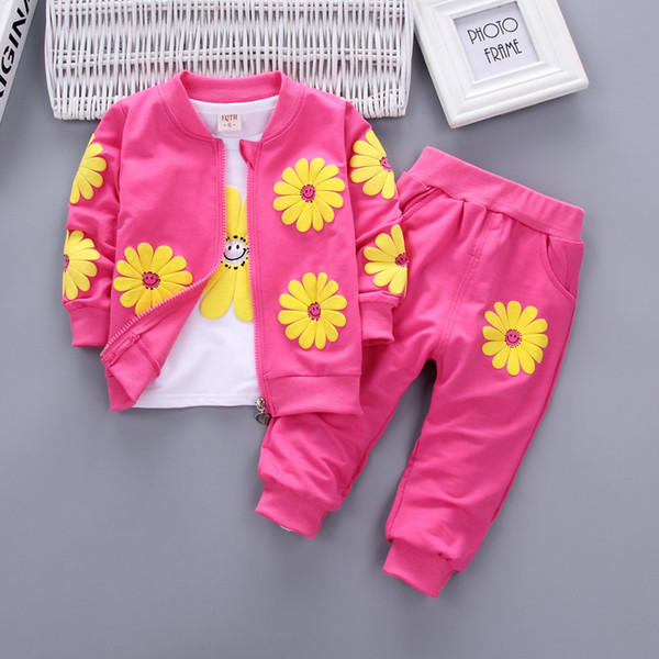 2018 New Children Girls Boys Fashion Clothing Sets Autumn Winter 3 Piece Suit Hooded Coat Clothes Baby Cotton Brand Tracksuits