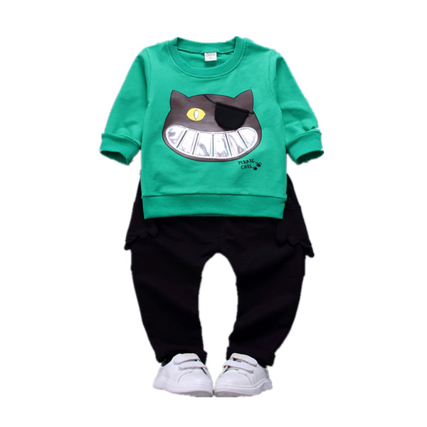 2018 Fashion Spring Autumn Children Boy Girl Cartoon Pirate Cats Clothes Baby T-shirt Pants 2 Pcs Sets Infant Novelty Tracksuits