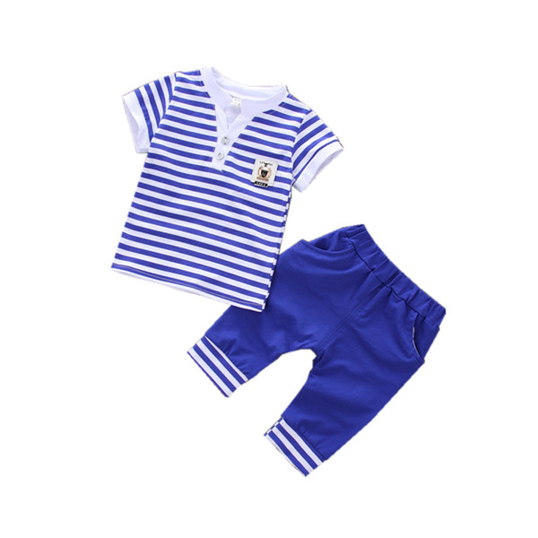 Fashion 2018 Summer Children Boys Girl Striped Clothes Baby Short T-shirt Pants 2 Pcs/sets Kids Clothing Sets Toddler Tracksuits